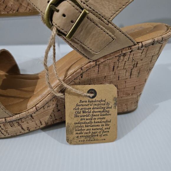 NEW Born Lenore Sandal Womens Size 10 Natural Tan Leather Wedge Platform - Picture 12 of 14